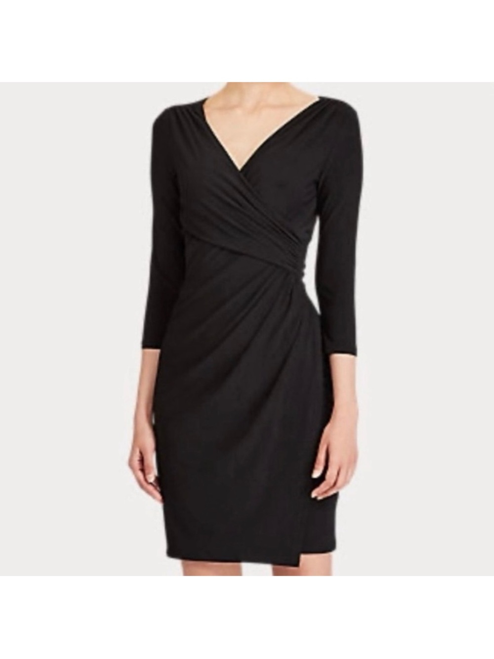 Lauren Ralph Lauren Faux Wrap V-Neck Black Dress Size 4